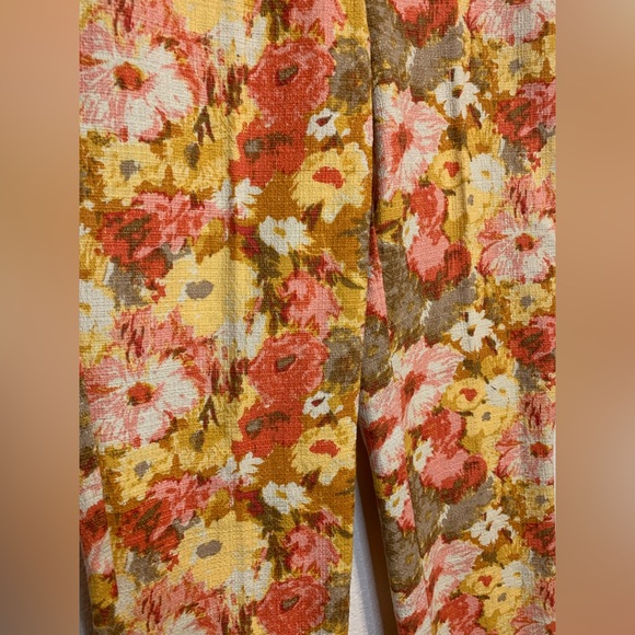 Talbots Signature Size 2 Red Orange Pink Floral Ankle Dress Pants Slacks - Picture 3 of 8